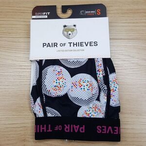 PAIR OF THIEVES Boxer Briefs Mens Small Black Superfit Mesh Magic DISCO BALLS